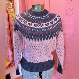 Vintage Fair Isle Pink Heart Sweater